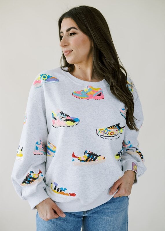 Queen of Sparkles Grey Neon Sneaker Sweatshirt
