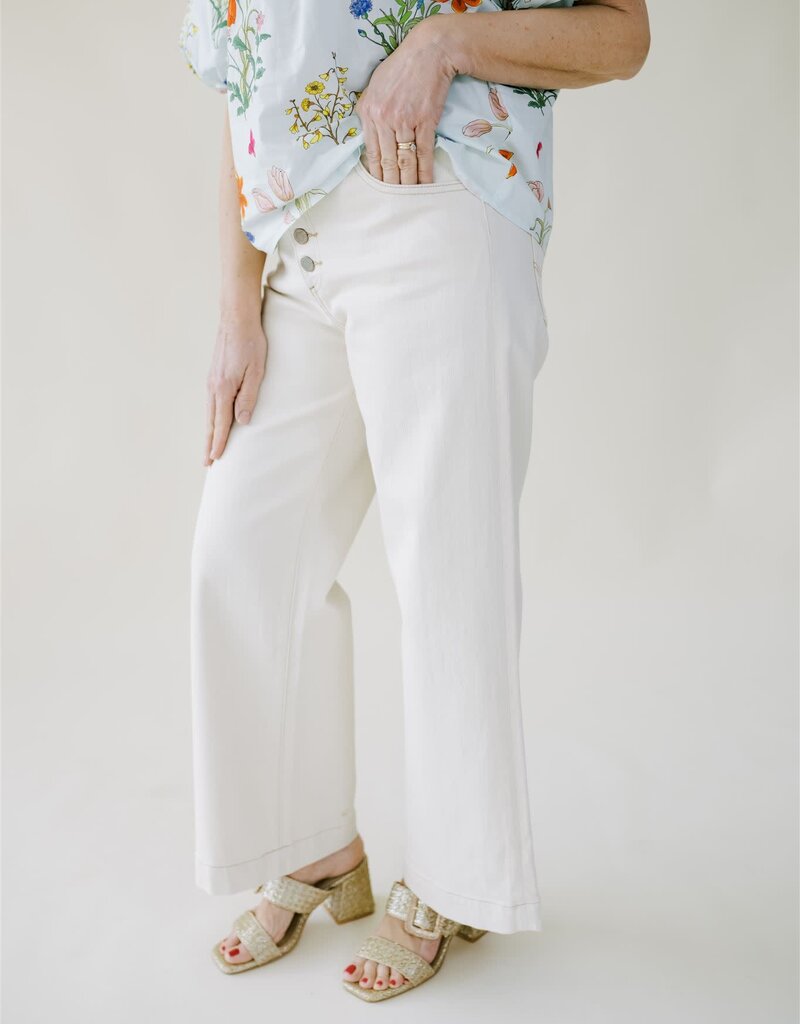 AG Jeans Saige Wide Leg Crop White Oat