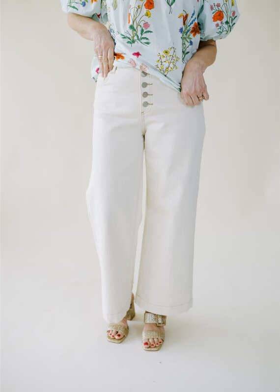 AG Jeans Saige Wide Leg Crop White Oat