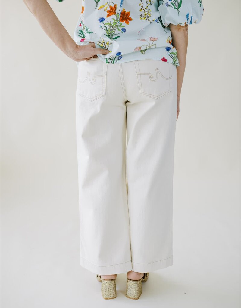 AG Jeans Saige Wide Leg Crop White Oat