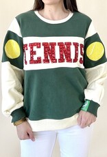Queen of Sparkles Green, White, & Red Jeweled Tennis Sweatshirt
