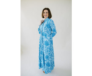chinese dress ladies Blue Striped Button Down Long Shirt Dress