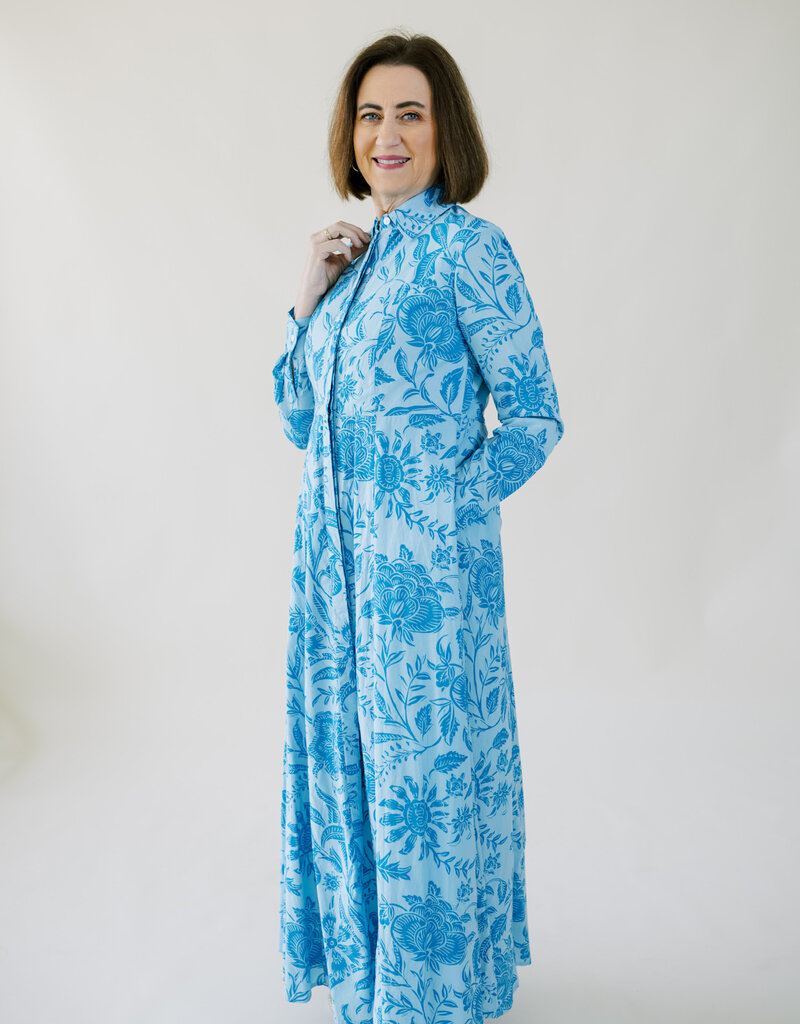 Livro Classic Shirt Dress Blue Blossoms