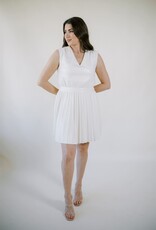 Faux Leather Pleated Skirt Dress Creme