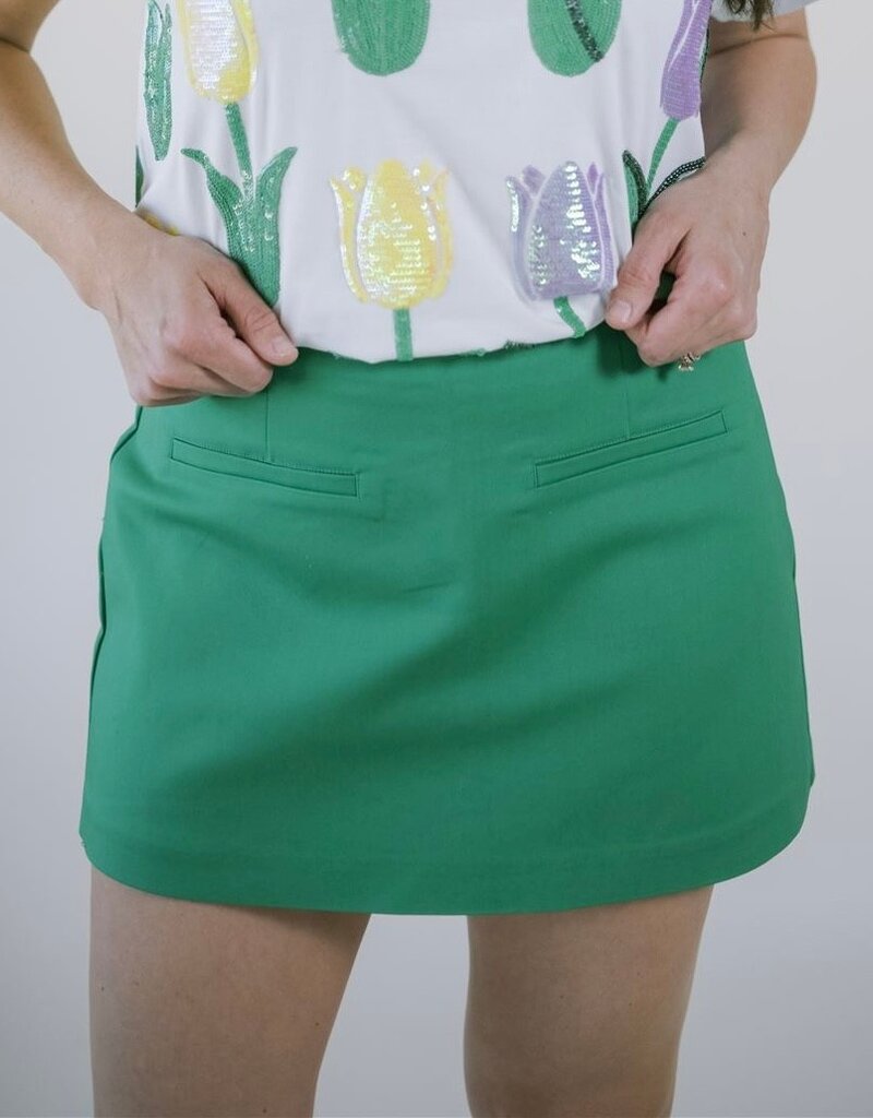 Kelly Green Welt Pocket Skort