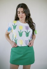 Queen of Sparkles White Multi Tulip Tee