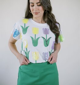 Queen of Sparkles White Multi Tulip Tee
