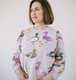 Queen of Sparkles Light Pink Scattered Duck Sweatshirt