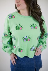 Queen of Sparkles Lime Green Easter Egg in Grass Sweatshirt
