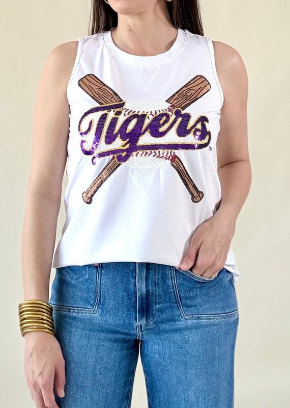 Licensed LSU Tigers Baseball Bat Sequin Tank