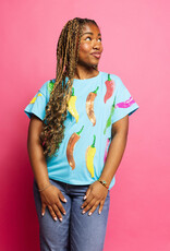 Queen of Sparkles Aqua Multi Chili Pepper Tee