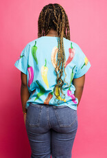 Queen of Sparkles Aqua Multi Chili Pepper Tee