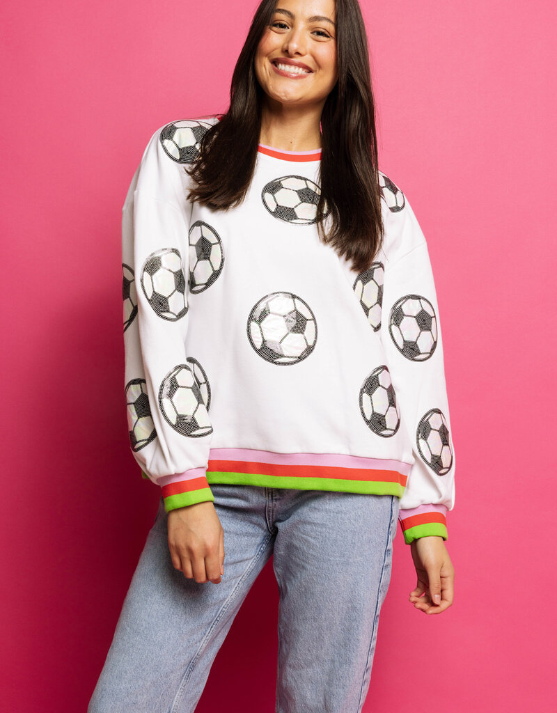 Queen of Sparkles White Soccer Sweatshirt