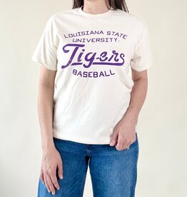 LSU Tigers Baseball Stencil Thrifted Tee