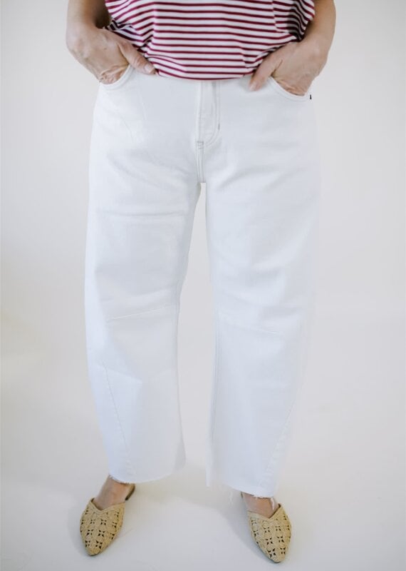 Just Black Barrel Jean w/ Seams Off White