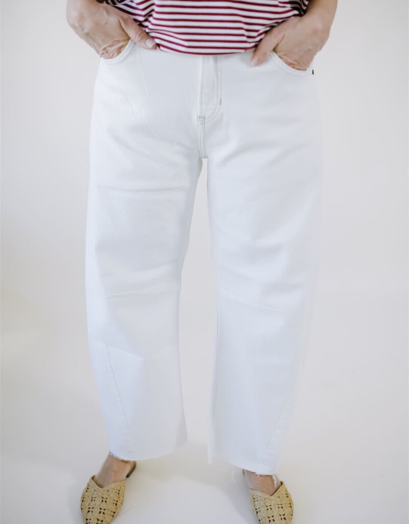 Just Black Barrel Jean w/ Seams Off White