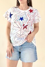 Queen of Sparkles White, Red, & Blue Groovy Star Tee