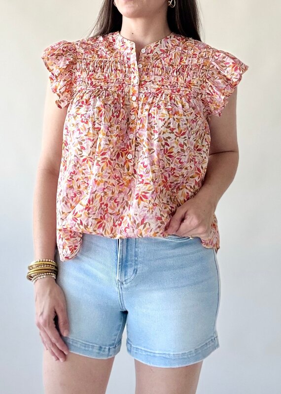 Dear John Rose Button Up Blouse Superbloom