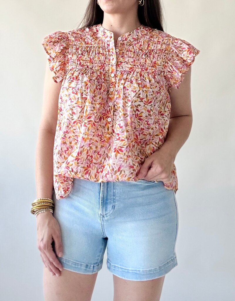 Dear John Rose Button Up Blouse Superbloom