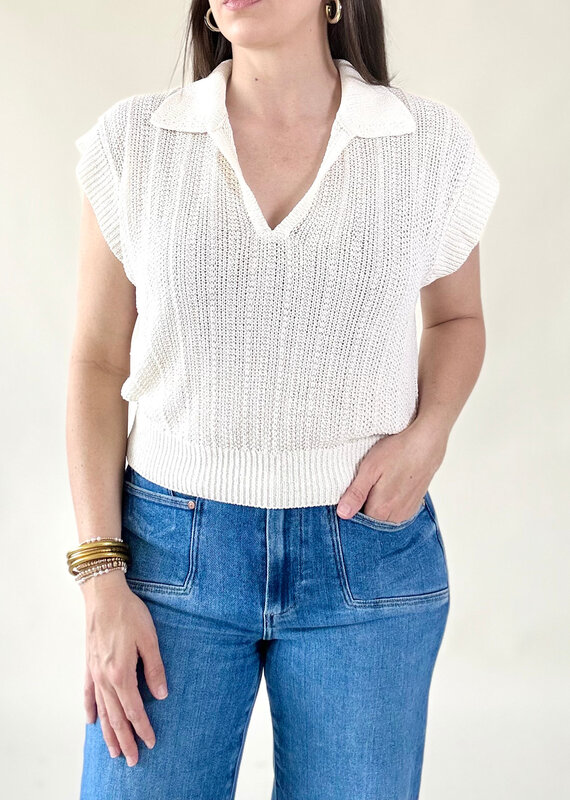 Z Supply Lauden Polo Top Sea Salt