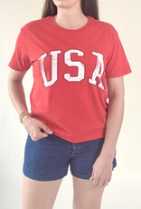 Z Supply USA Boyfriend Tee Cabana Red