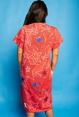 Queen of Sparkles Red, White, & Blue Groovy Star Midi Dress