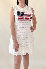 Queen of Sparkles White Lace American Flag Tank Dress