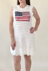 Queen of Sparkles White Lace American Flag Tank Dress