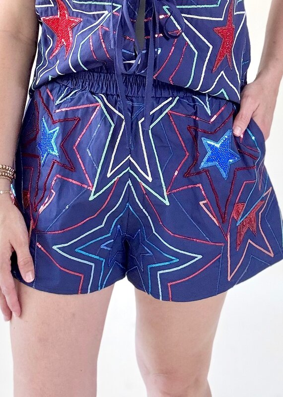 Queen of Sparkles Navy Groovy Star Short