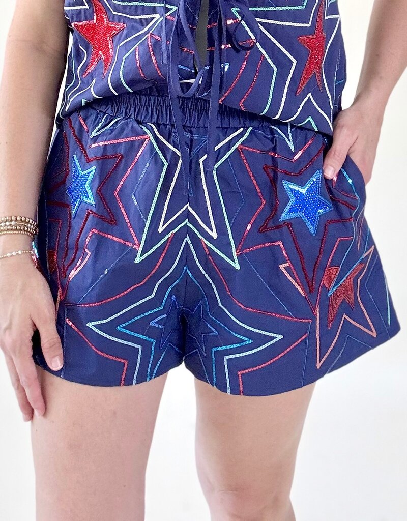 Queen of Sparkles Navy Groovy Star Short