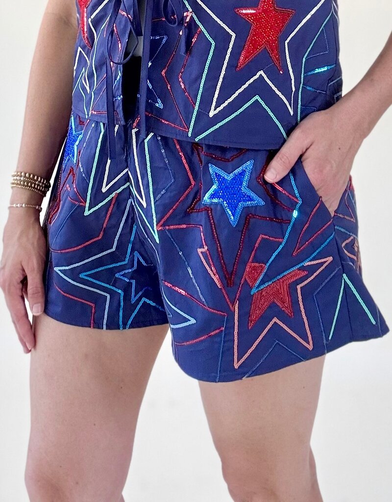 Queen of Sparkles Navy Groovy Star Short
