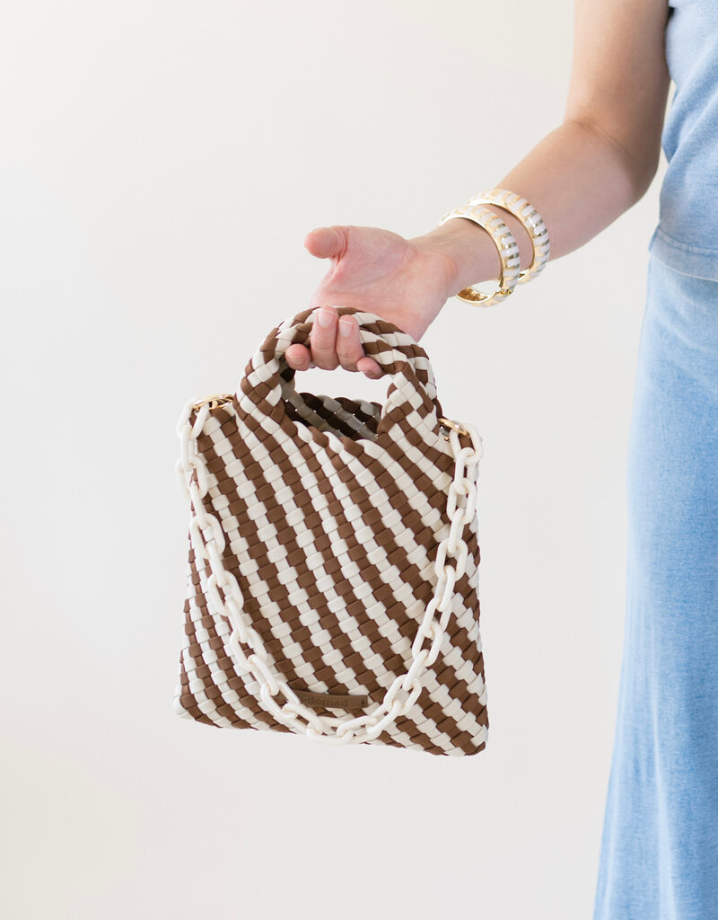 Lola Woven Neoprene Crossbody Bag Ecru/Mocha