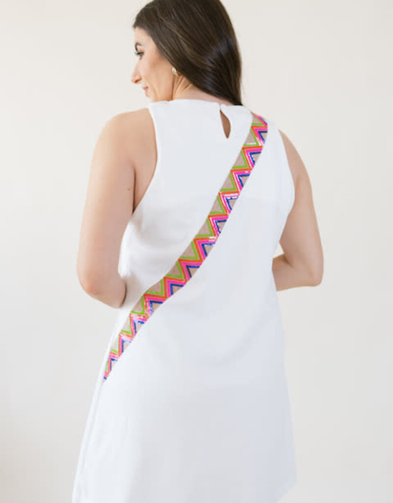 Queen of Sparkles White Icon Crossbody Purse Tank Dress