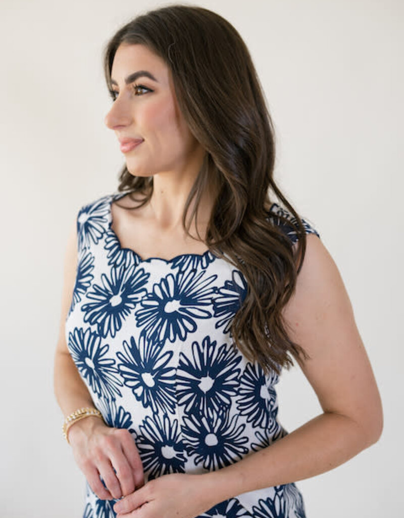 Elizabeth James the Label Ellie Dress Hand Drawn Daisies