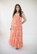 Z Supply Balos Jardi Floral Midi Dress Persimmon