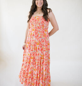 Z Supply Balos Jardi Floral Midi Dress Persimmon