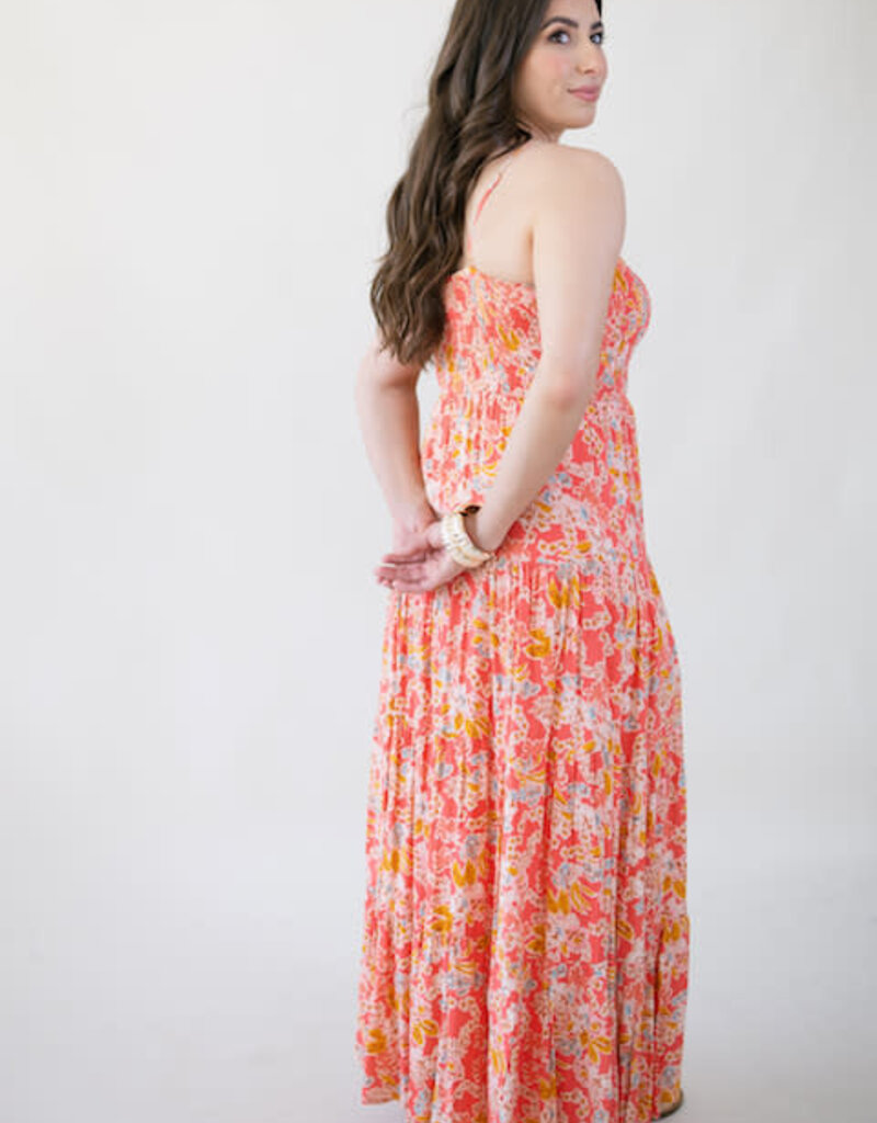 Z Supply Balos Jardi Floral Midi Dress Persimmon