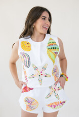 Queen of Sparkles White Multi Shell Tank