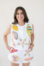 Queen of Sparkles White Multi Shell Tank