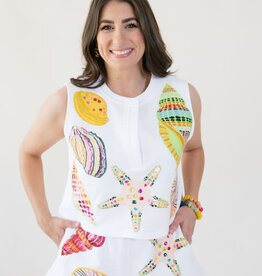 Queen of Sparkles White Multi Shell Tank