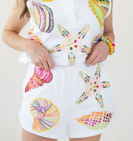 Queen of Sparkles White Multi Shell Short