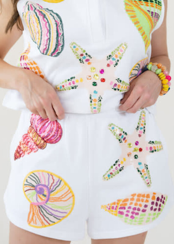 Queen of Sparkles White Multi Shell Short