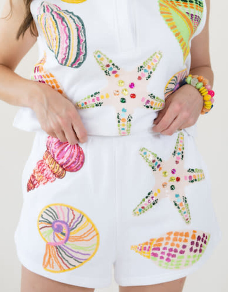 Queen of Sparkles White Multi Shell Short