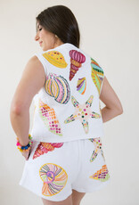 Queen of Sparkles White Multi Shell Short