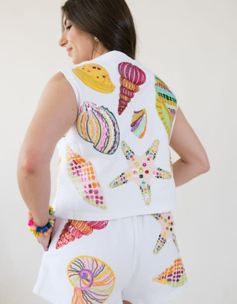 Queen of Sparkles White Multi Shell Short
