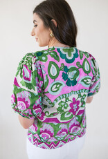 Karen Kane In The Garden Puff Sleeve Blouse
