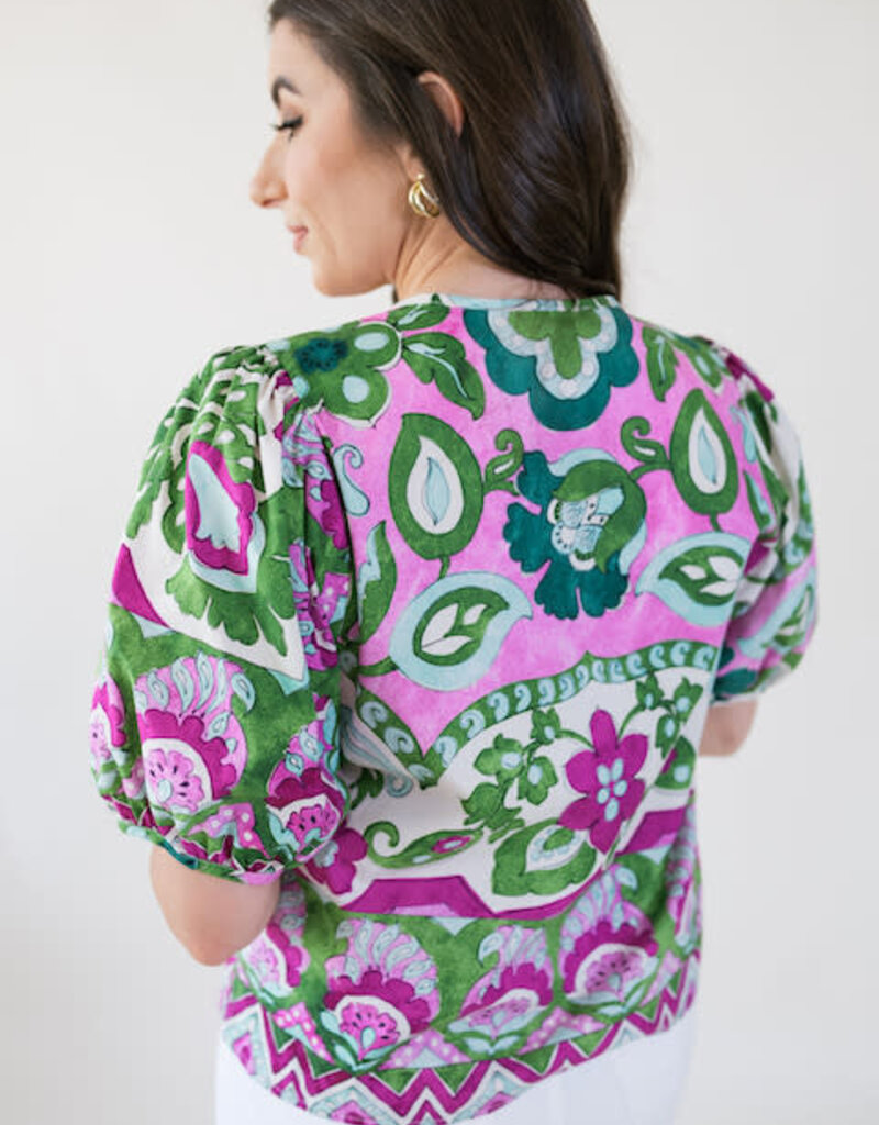 Karen Kane In The Garden Puff Sleeve Blouse