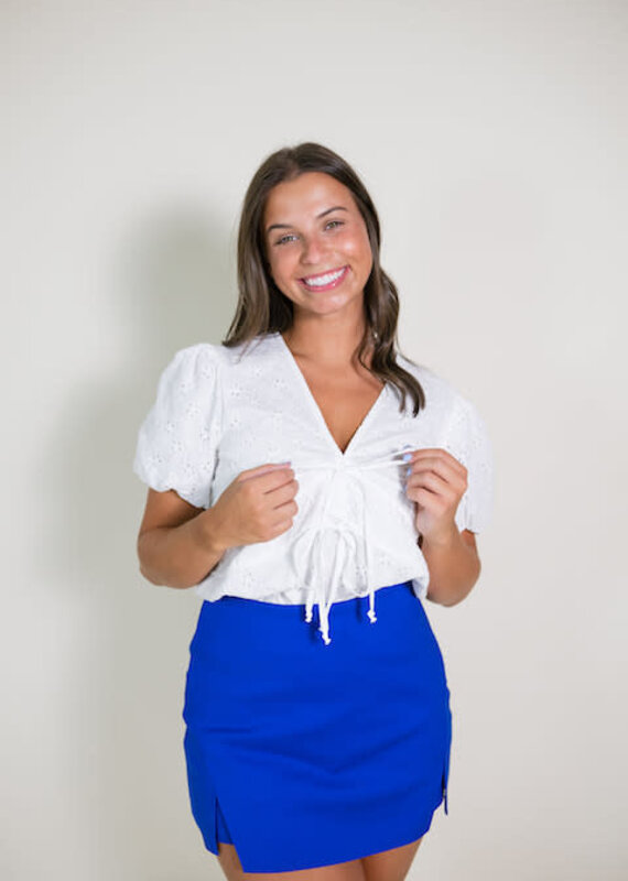 Eyelet Embroidered V-Neck Blouse