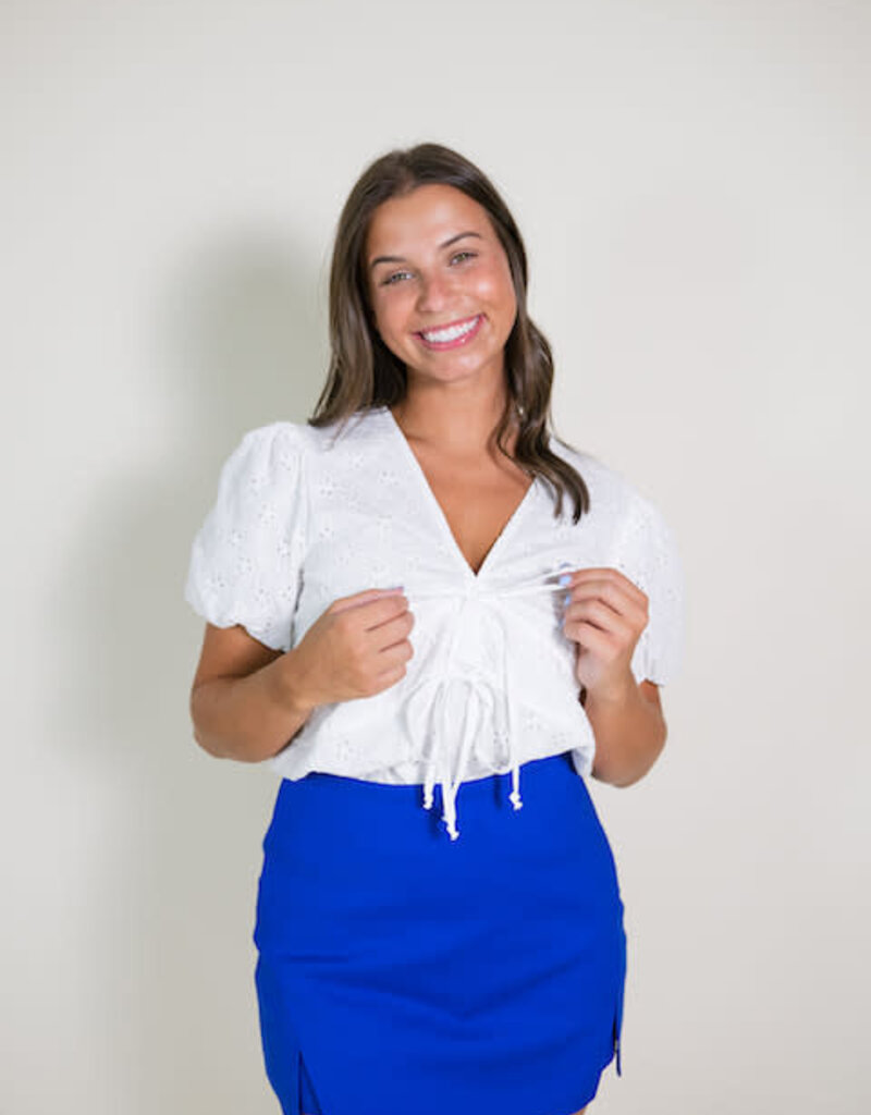 Eyelet Embroidered V-Neck Blouse