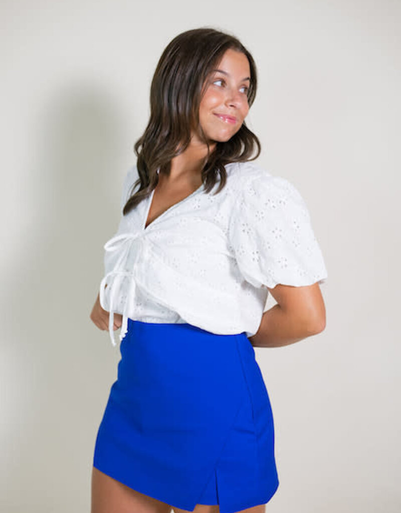Eyelet Embroidered V-Neck Blouse